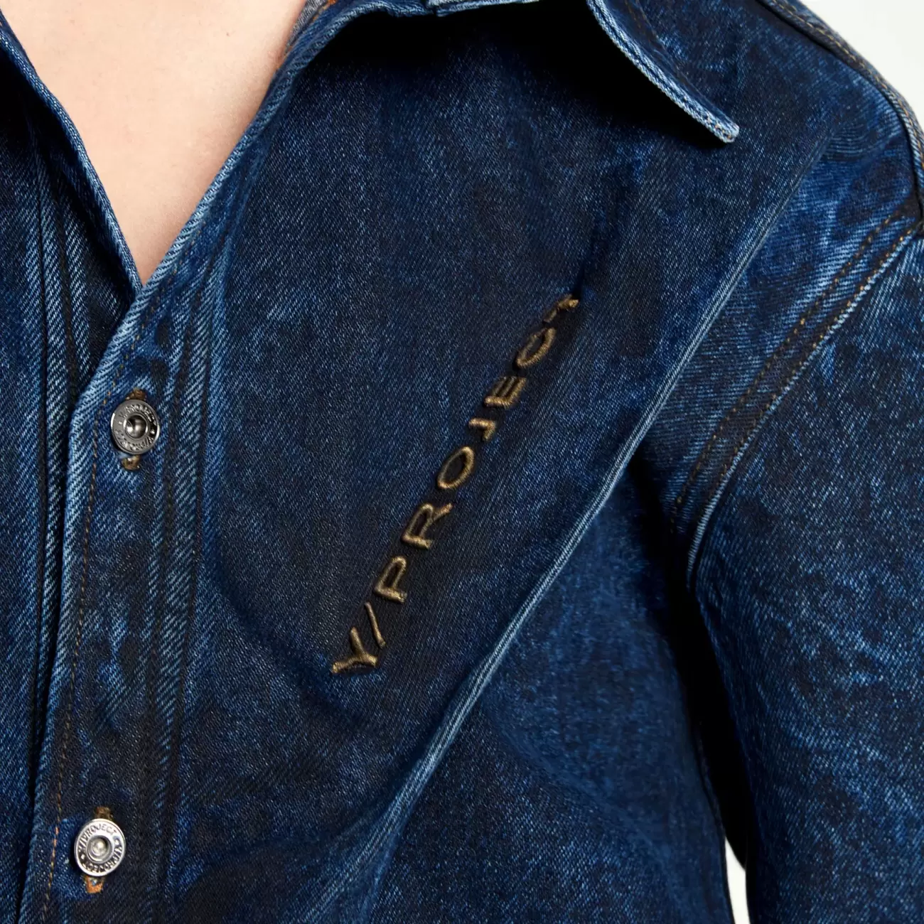 Pinched Logo Denim Shirt Male