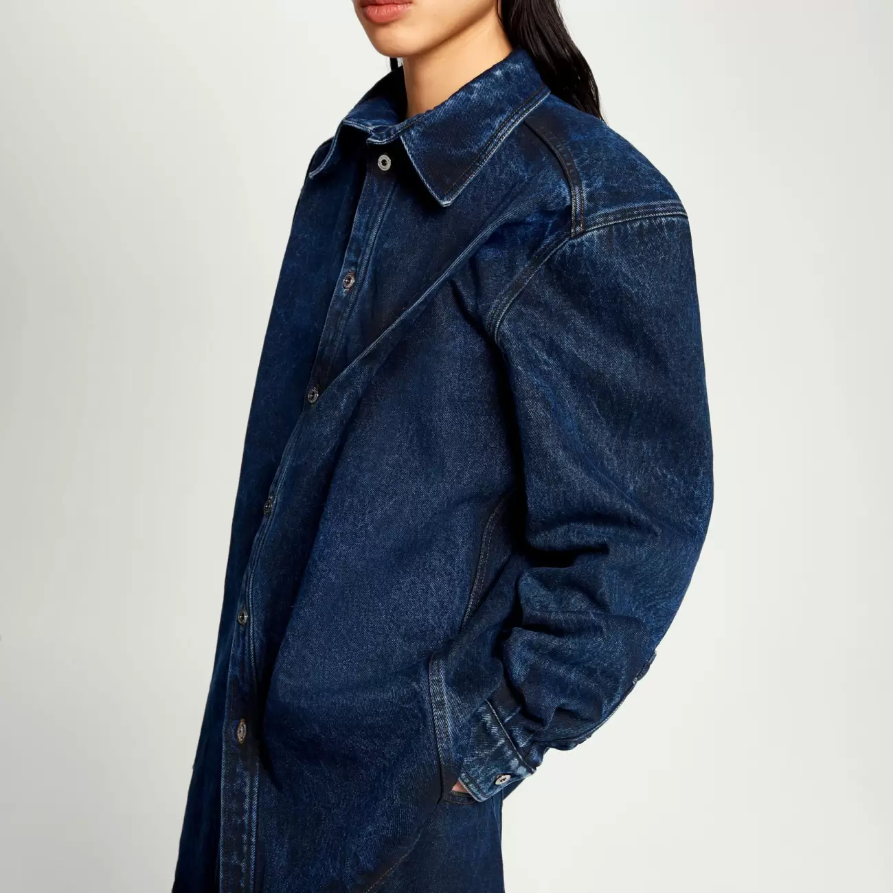 Pinched Logo Denim Shirt Female