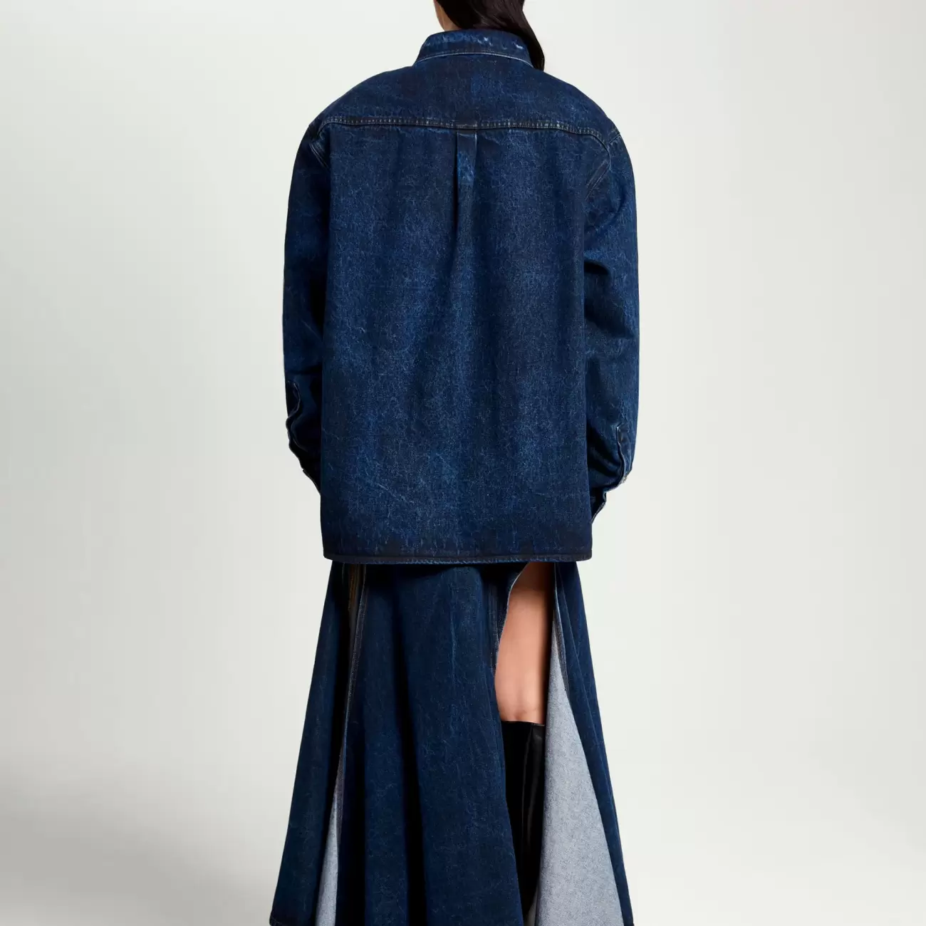 Pinched Logo Denim Shirt Female