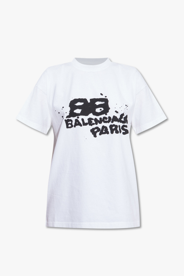 BALENCIAGA WHITE T-SHIRT WITH LOGO