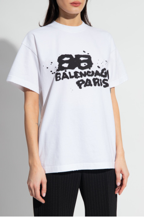 BALENCIAGA WHITE T-SHIRT WITH LOGO