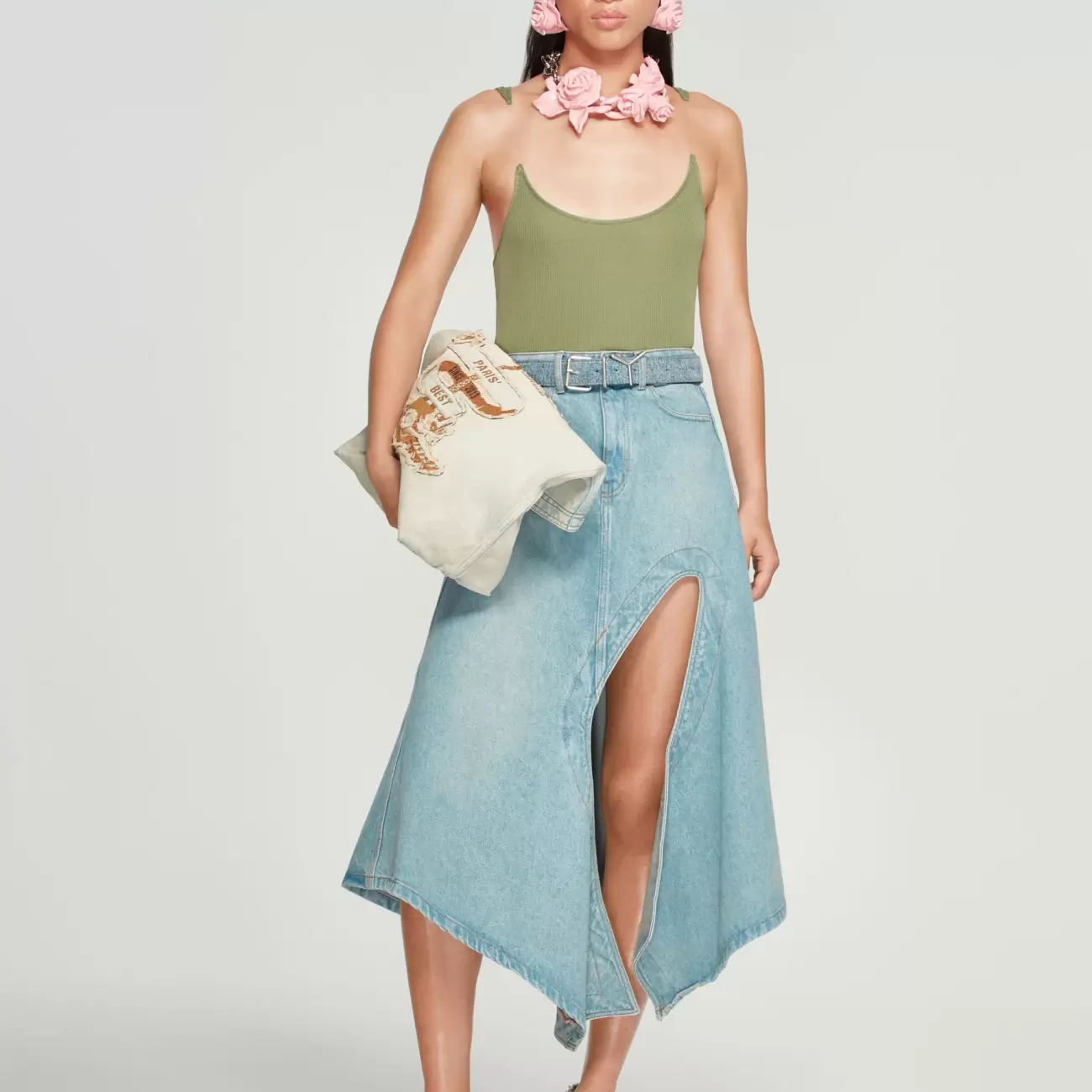 Cut Out Denim Skirt