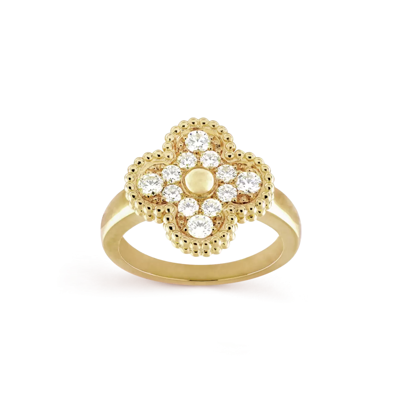 vintage alhambra ring yellow gold diamonds