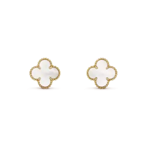 Vintage Alhambra Earrings yellow gold, mother-of-pearl