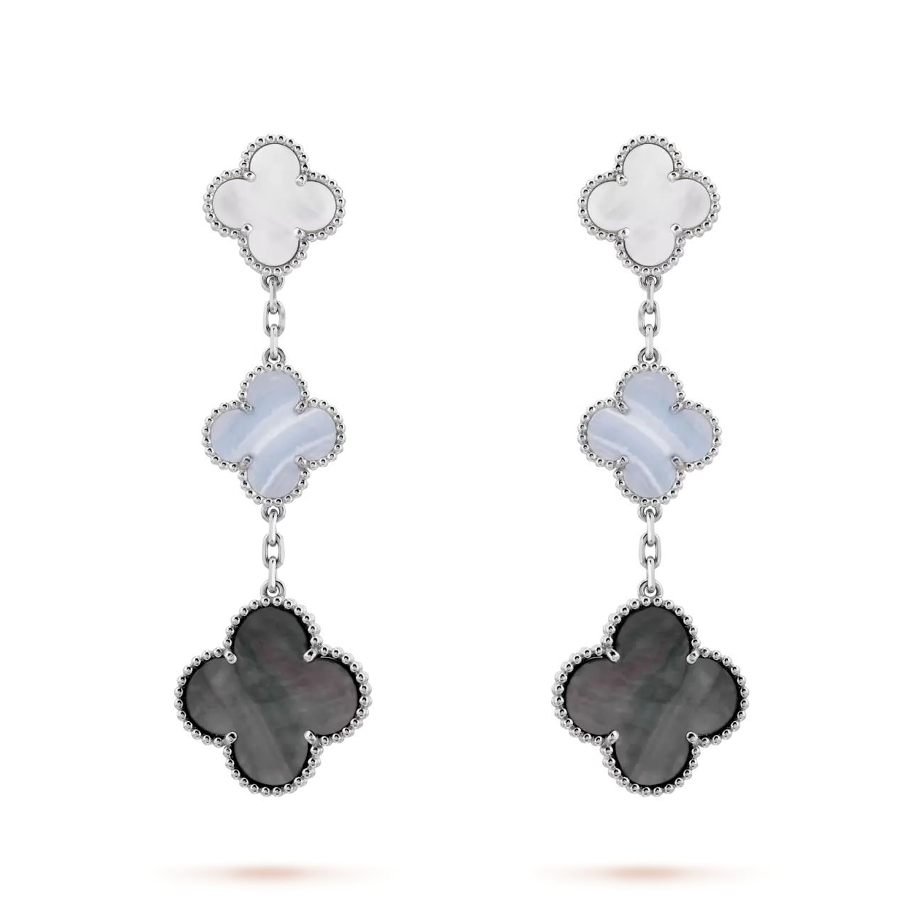 Magic Alhambra earrings, 3 motifs chalcedony