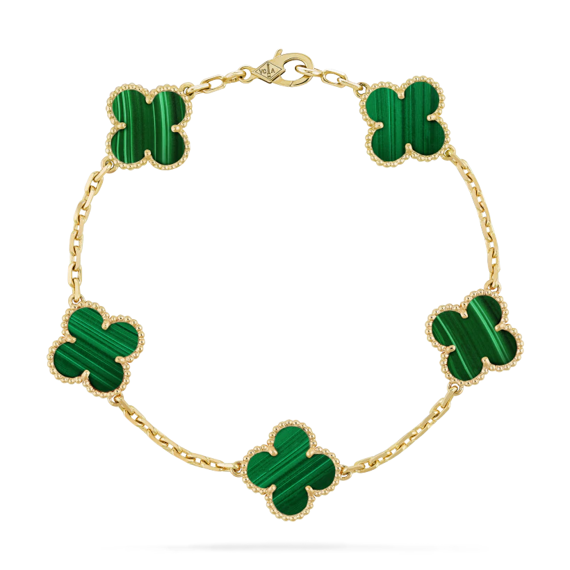 Vintage Alhambra bracelet, 5 motifs Green
