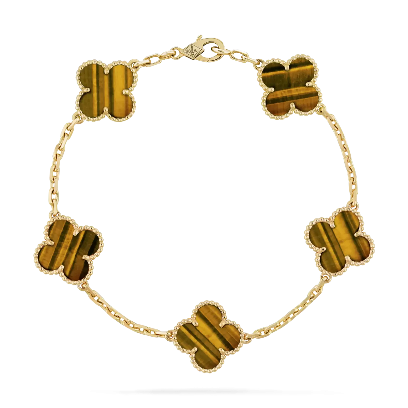 Vintage Alhambra bracelet, 5 motifs Tiger's Eye.