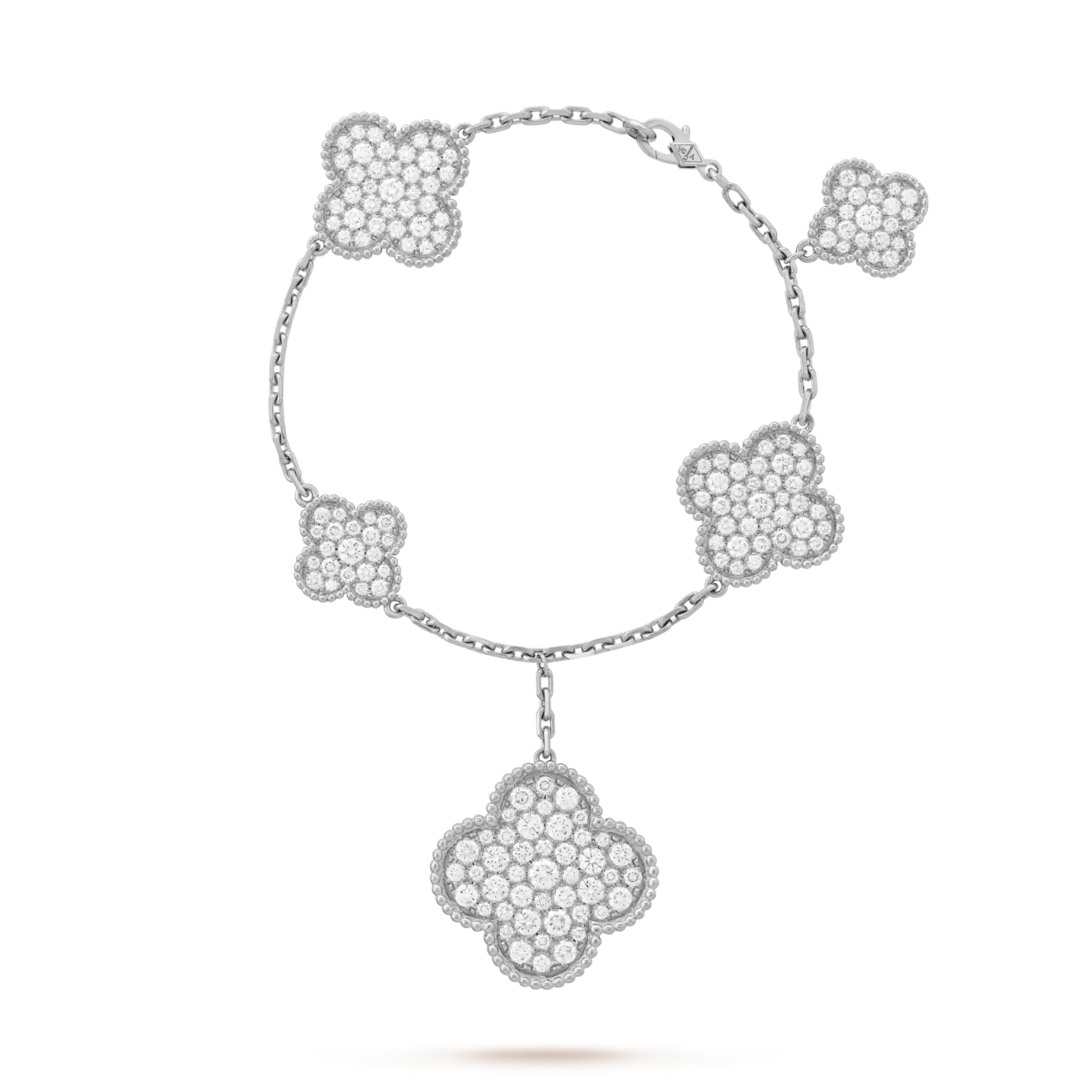 Magic Alhambra bracelet, 5 motifs white gold, diamonds