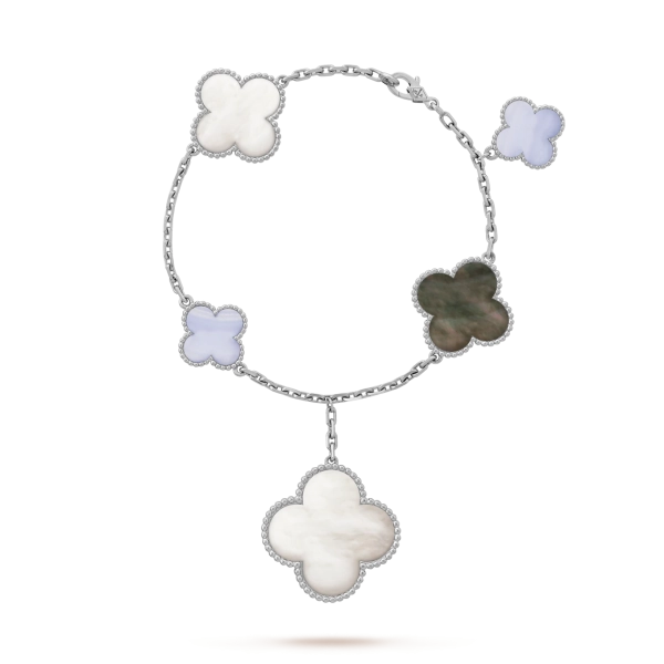 Magic Alhambra bracelet, 5 motifs chalcedony