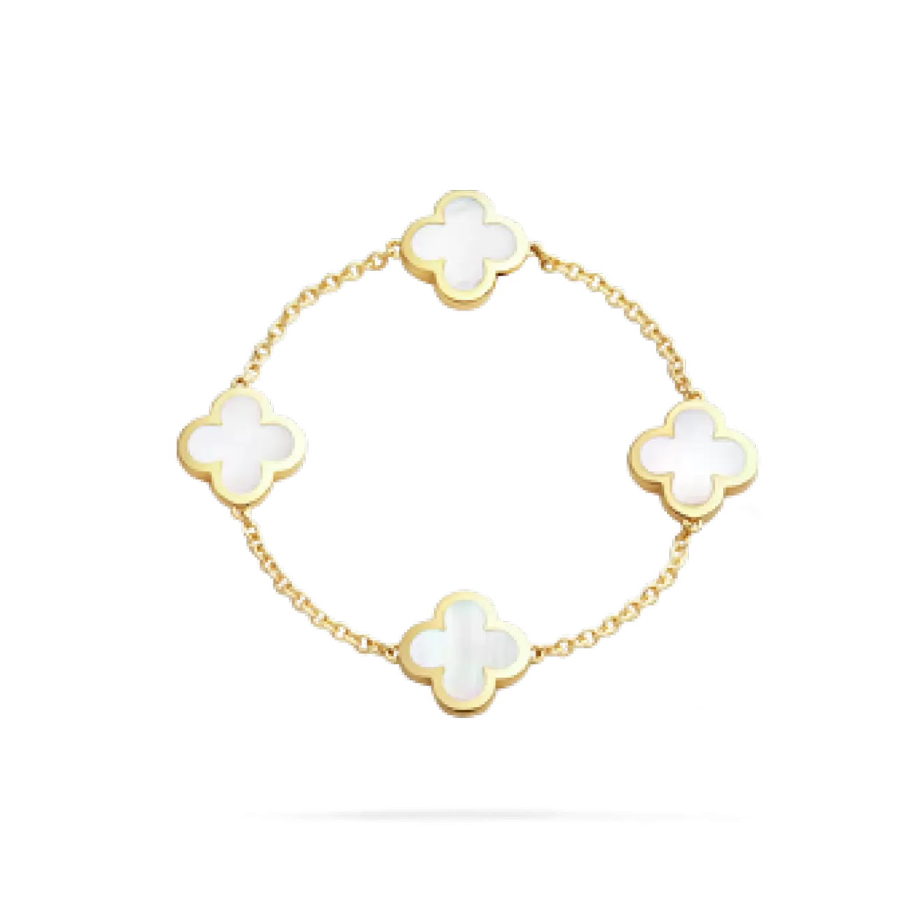 Pure Alhambra bracelet, 4 motifs yellow gold, white