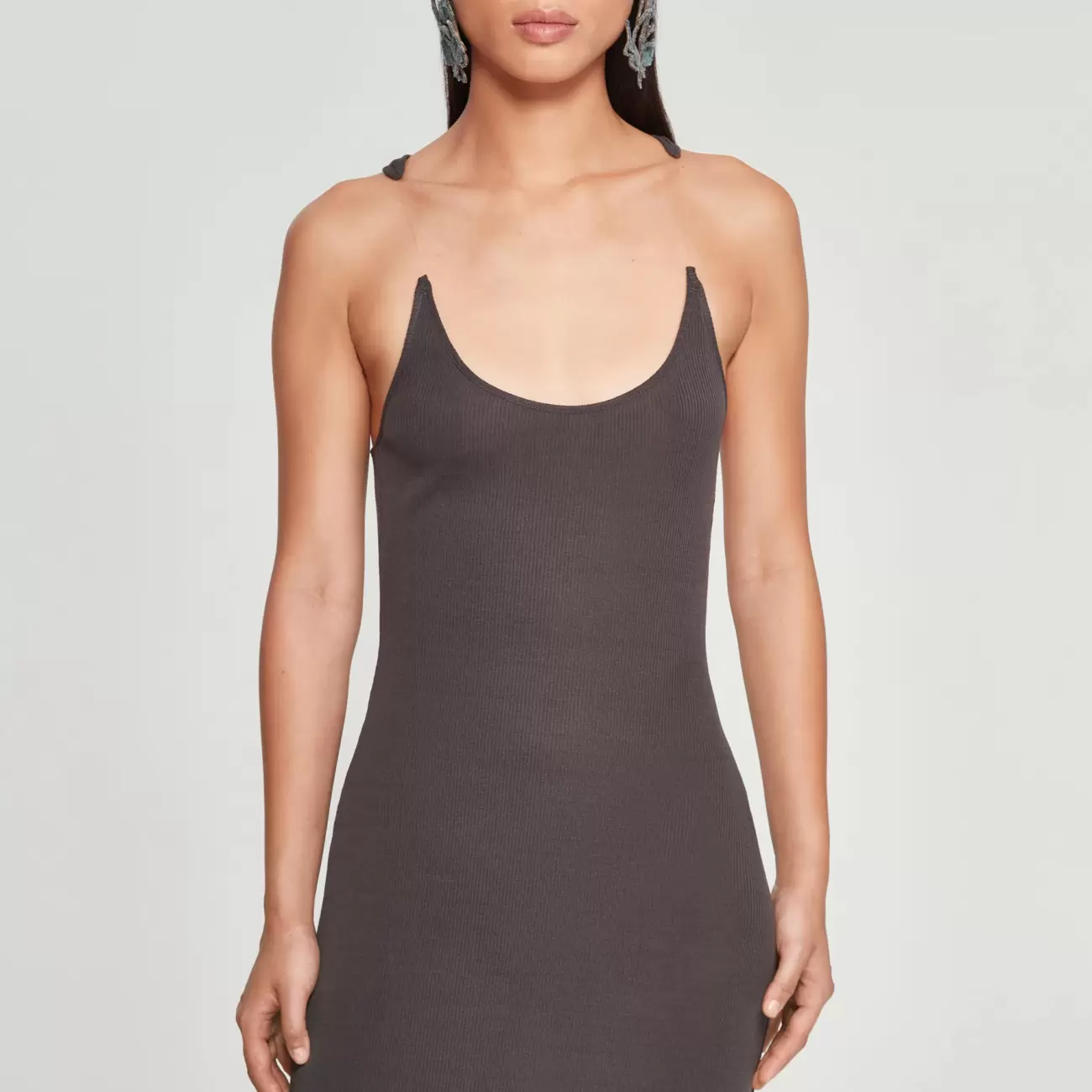 Aurélie wears Invisible Strap Dress Expand  Black