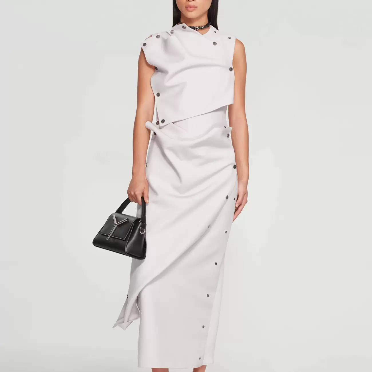 Snap Panel Sleeveless Dress