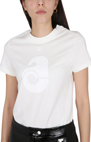 Courreges Cotton Shell Print T-Shirt