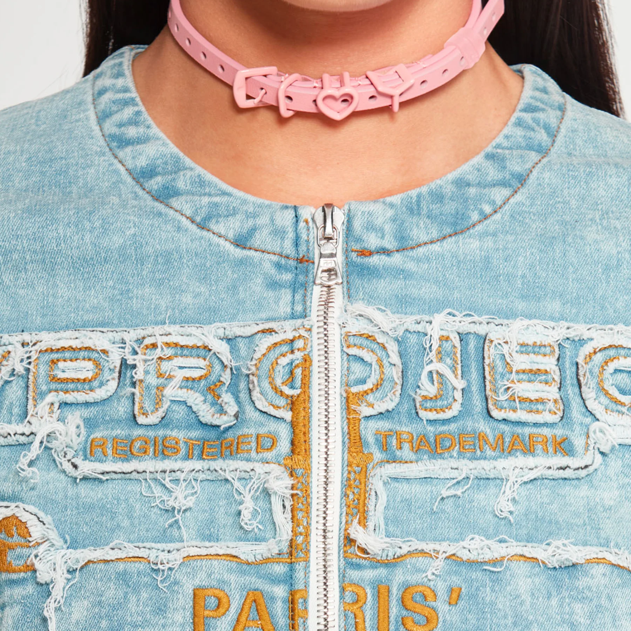 Y Heart Belt Choker 10mm / Pink