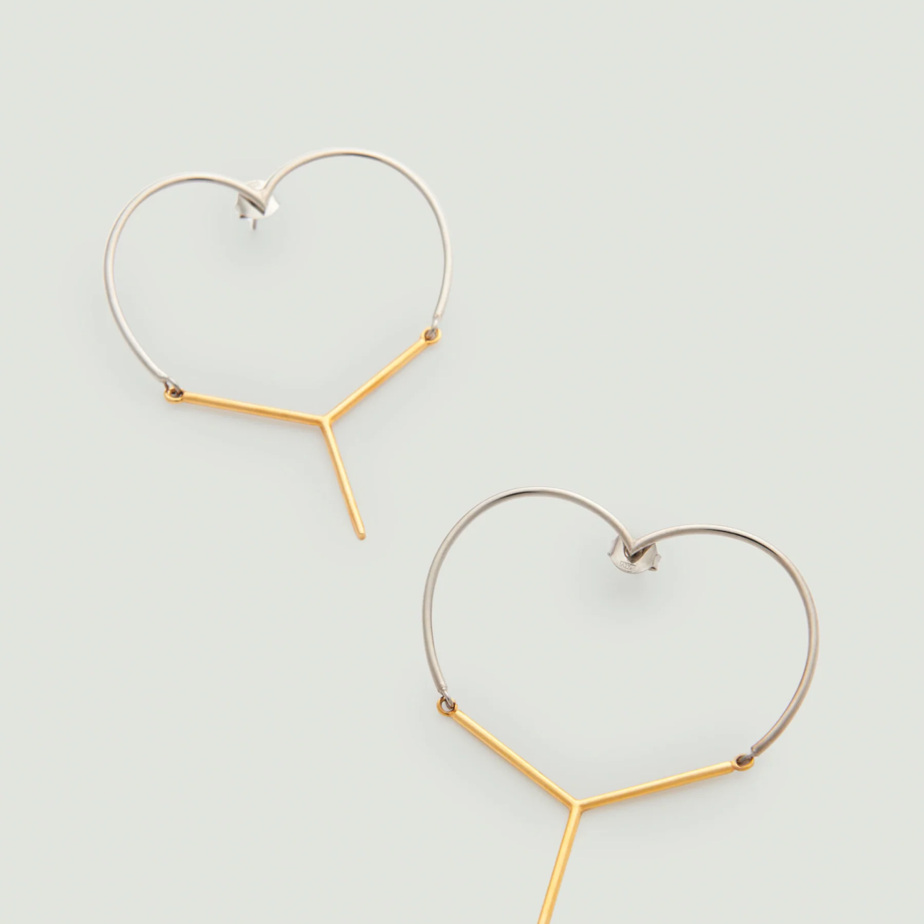 Mini Y Heart Earrings 