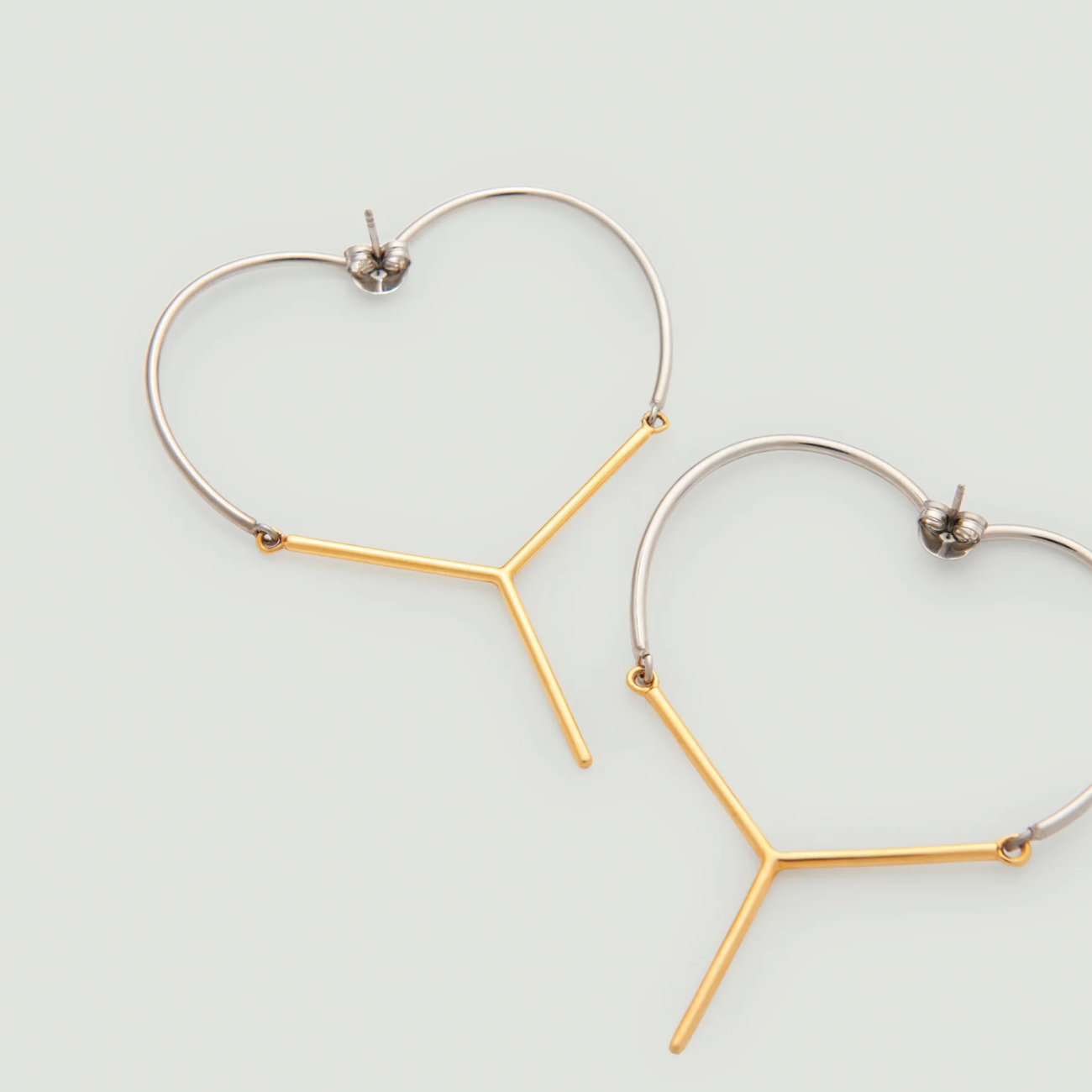 Mini Y Heart Earrings 