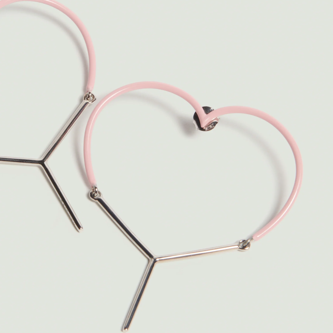 Mini Y Heart Earrings / Pink