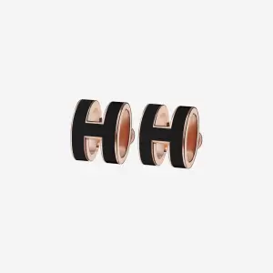 Hermes Pop H Earring Rose Gold & Noir