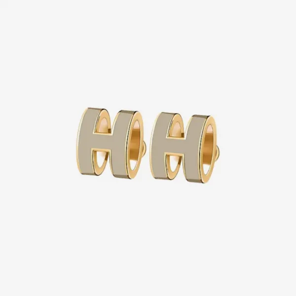 Hermes Pop H Earring Gold & Marron Glace