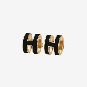 Hermes Pop H Earring Gold & Noir