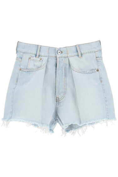 Miu Miu Denim Shorts With Logo Patch