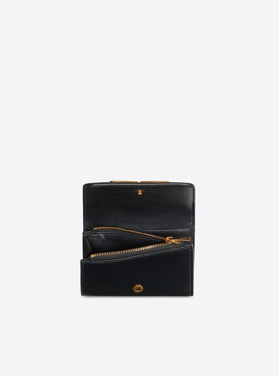 Stripe Embossed Calfskin Gossip Mini Zipper Wallet