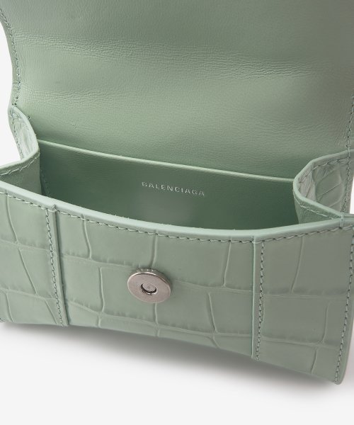 MINI CROCO LEATHER HOURGLASS CROSSBODY BAG