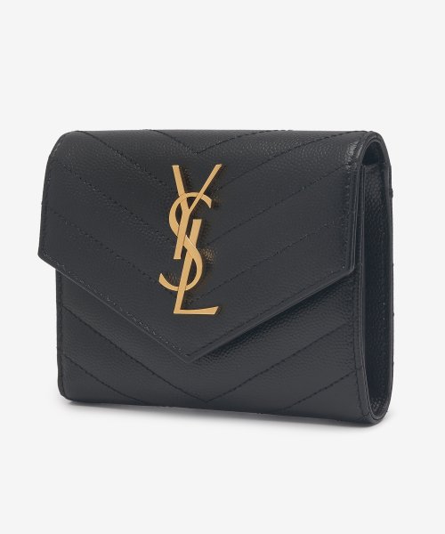 MONOGRAM COMPACT EMBOSSED LEATHER WALLET