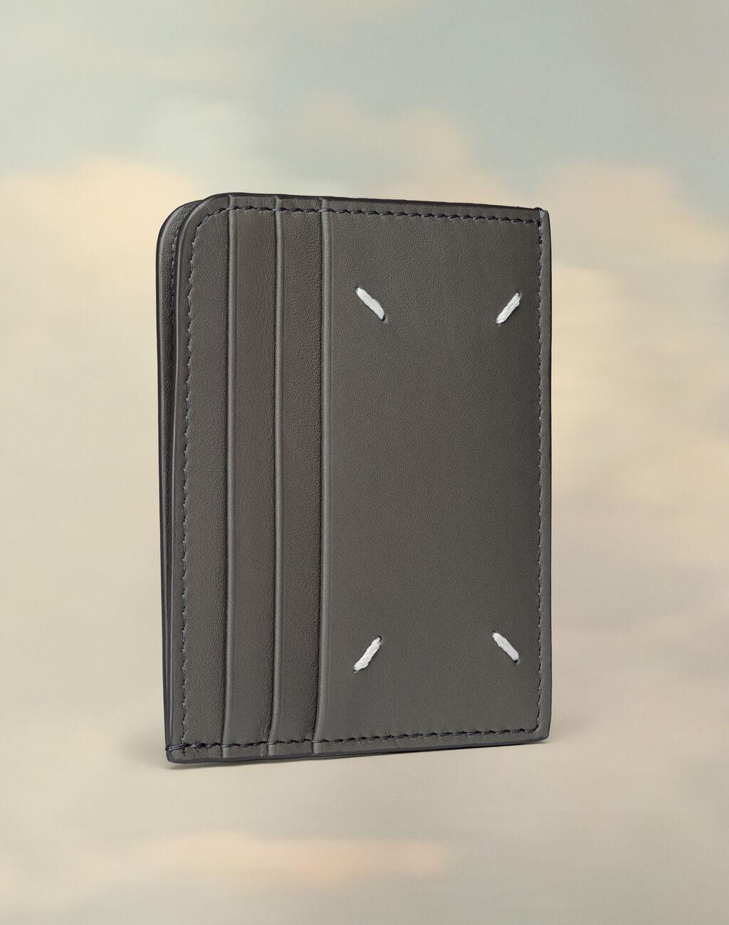 Gray leather card holder