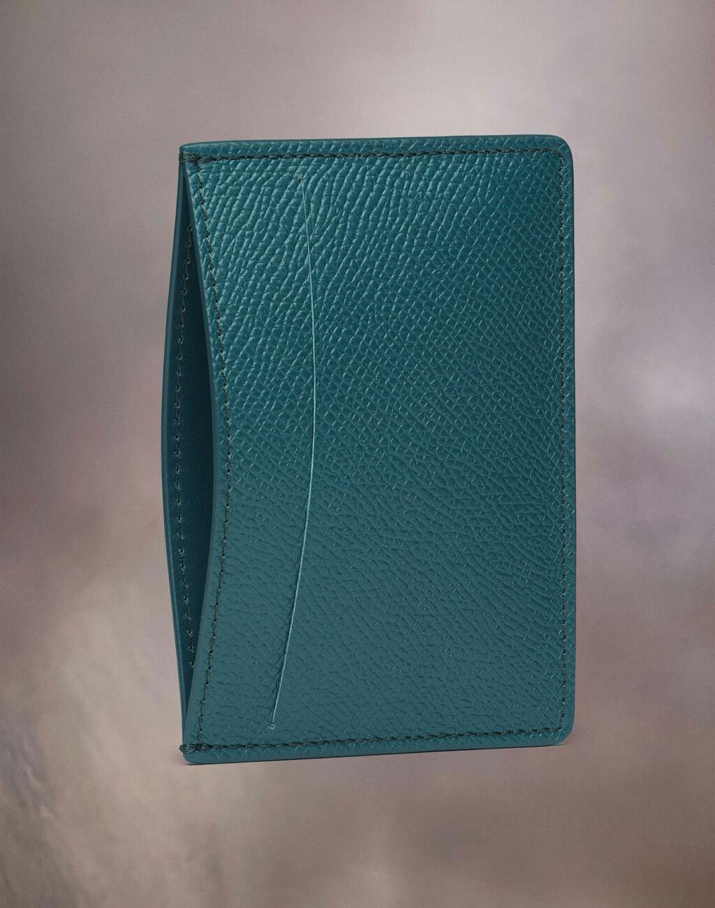 Green leather small card holder