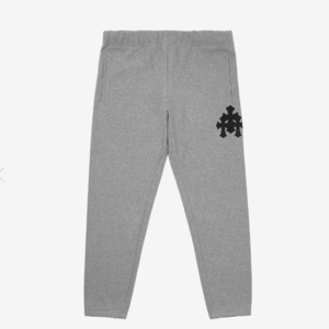 Chrome Hearts Cross Leather Patch Sweatpants Gray