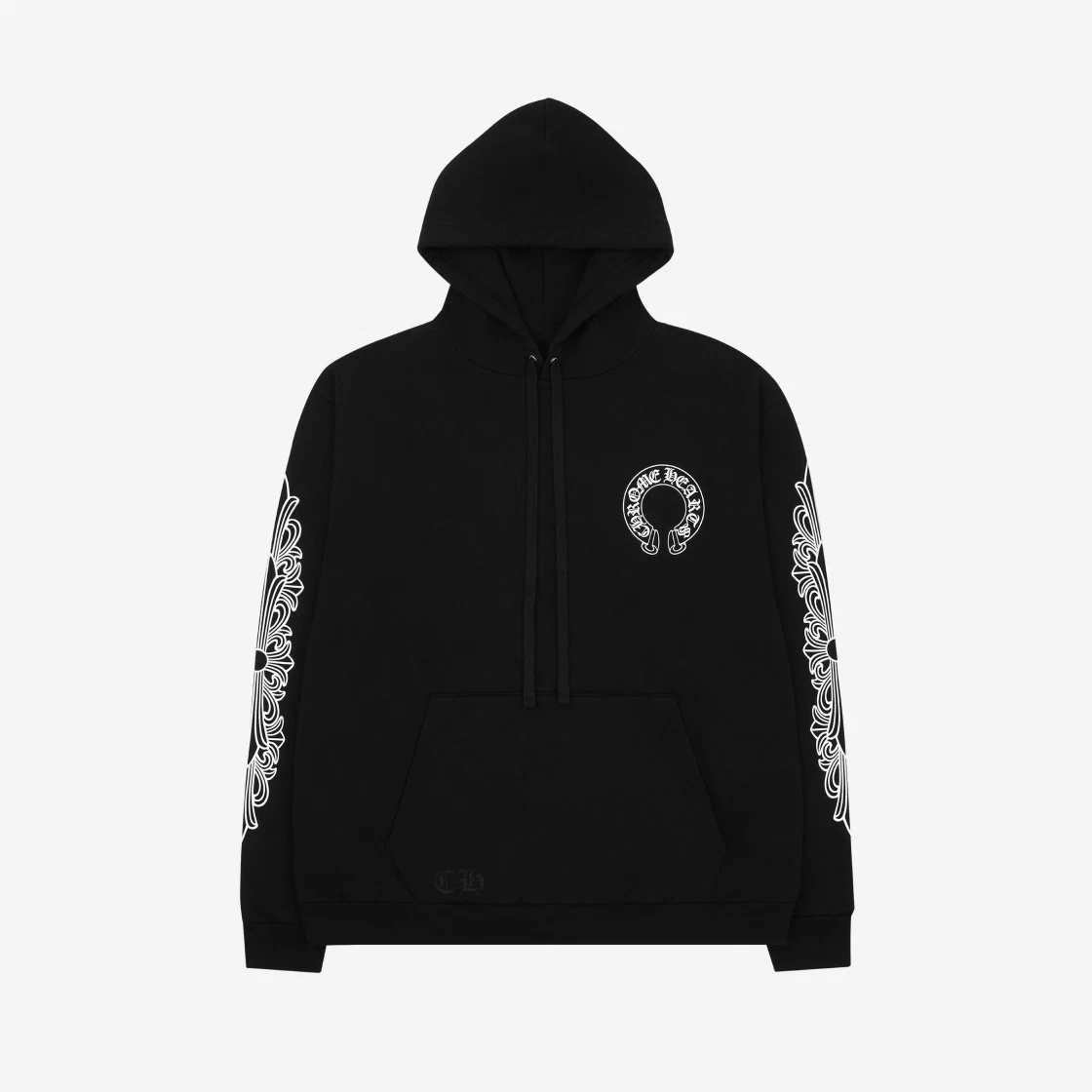 Chrome Hearts Horseshoe Floral Hoodie Black