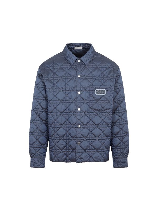 Dior Cannage Quilted Overshirt In Blue 