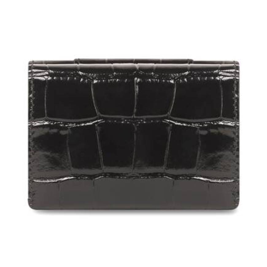 PORTEFEUILLE HOURGLASS MINI MODÈLE EMBOSSÉ CROCODILE POUR FEMME EN NOIR