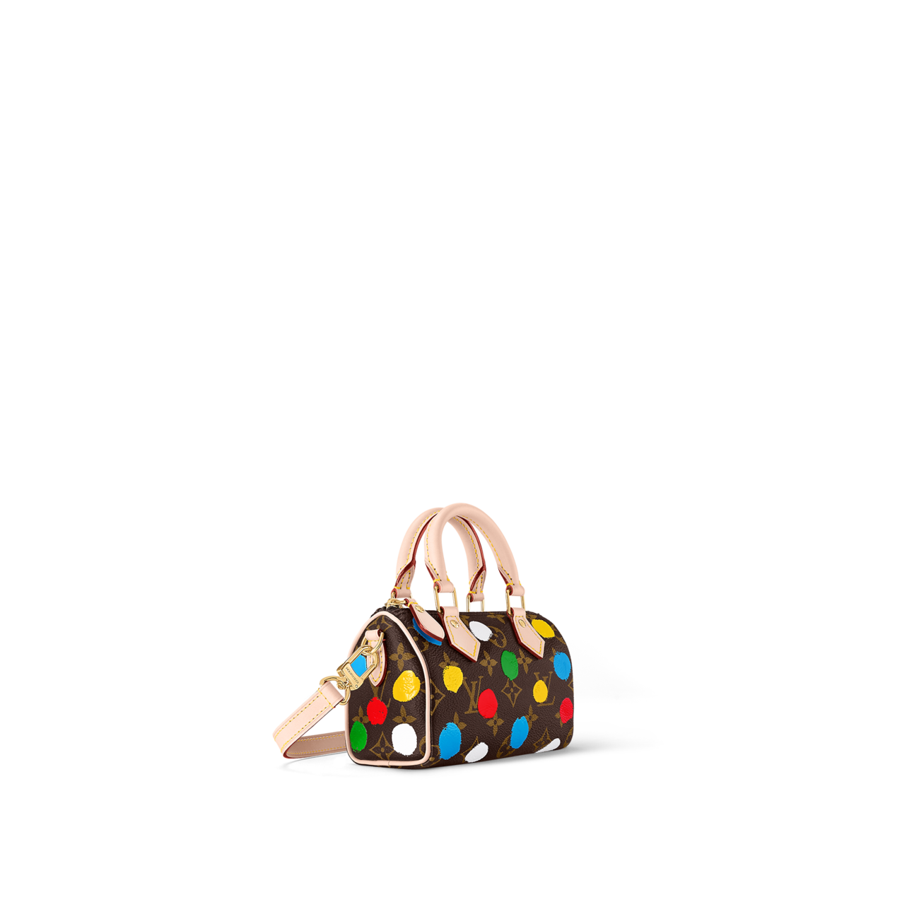 LV x YK Nano Speedy Monogram coated canvas with 3D painted dot print