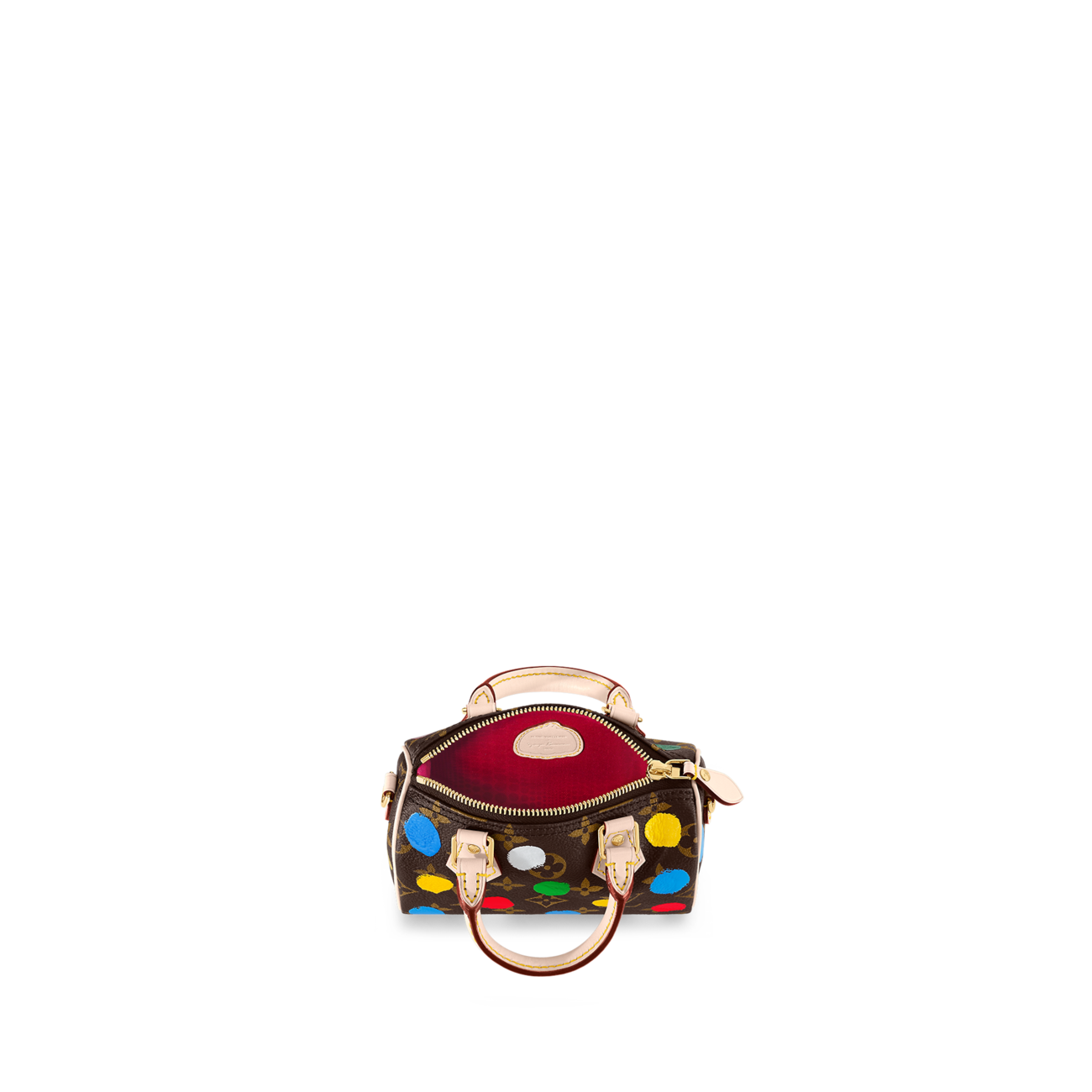 LV x YK Nano Speedy Monogram coated canvas with 3D painted dot print