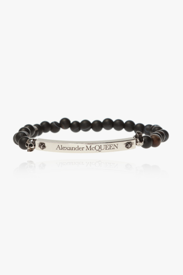 ALEXANDER MCQUEEN BLACK BRACELET WITH BEADS