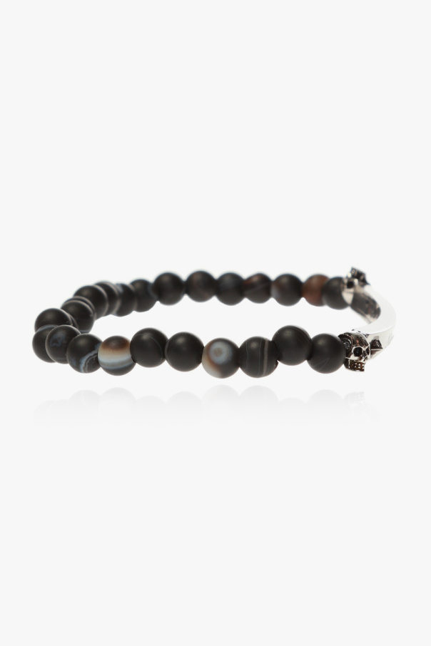 ALEXANDER MCQUEEN BLACK BRACELET WITH BEADS