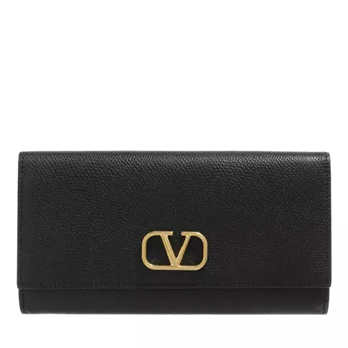 Wallet V-Logo Signature Calf Leather Black