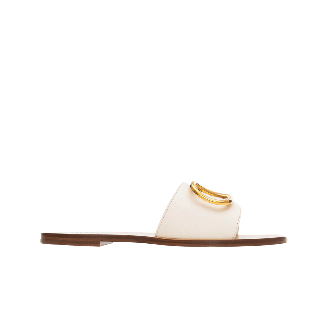 Valentino Calfskin Point Vlogo Signature Slide Sandal Ivory Women's