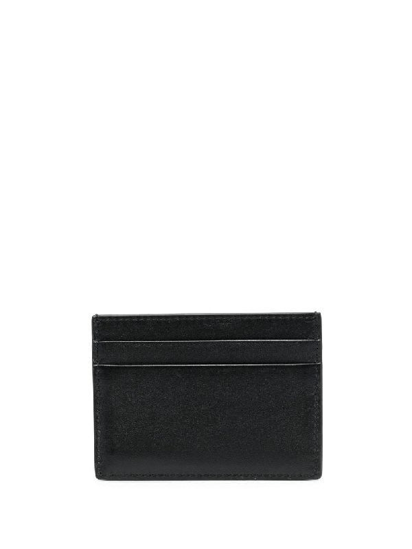 V Logo Embellished Leather Card Holder