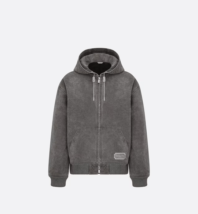 Christian Dior Couture Zipped Blouson Gray Cotton Denim