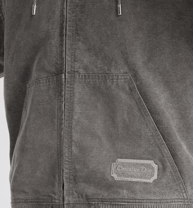 Christian Dior Couture Zipped Blouson Gray Cotton Denim