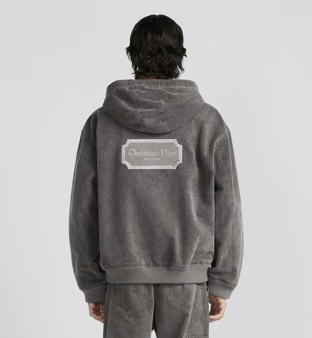 Christian Dior Couture Zipped Blouson Gray Cotton Denim