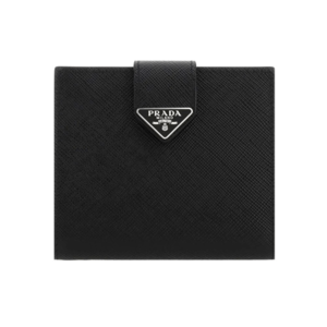 Prada Bi-fold Wallet In Saffiano Leather In Black 