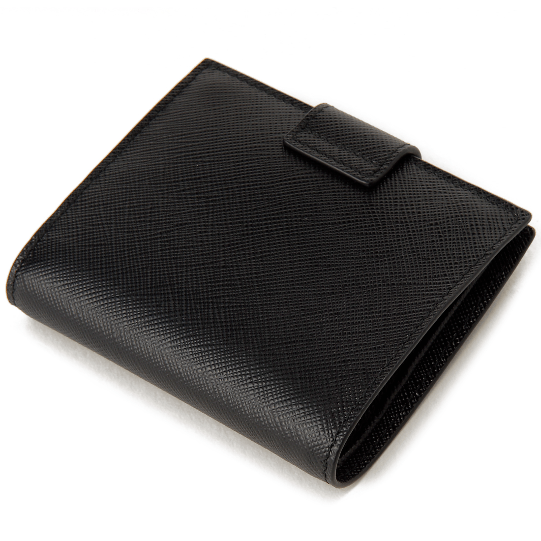 Prada Bi-fold Wallet In Saffiano Leather In Black 