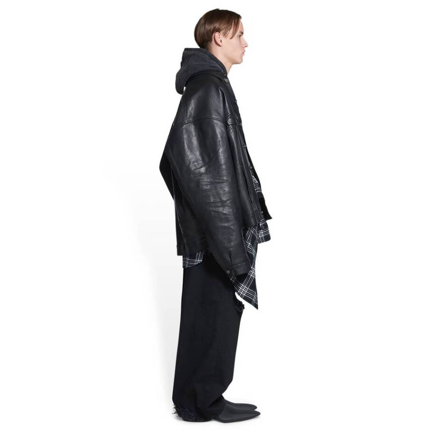 MEN'S DENIM STYLE JACKET IN BLACK