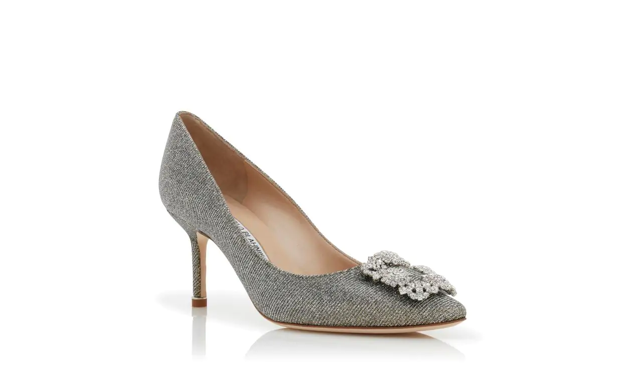 HANGISI GLITTER 70 Mixed Glitter Fabric Jewel Buckle Pumps