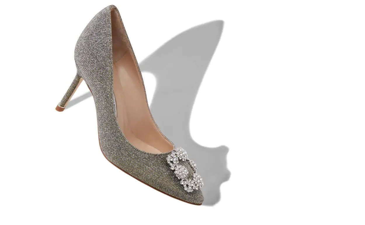 HANGISI GLITTER 70 Mixed Glitter Fabric Jewel Buckle Pumps