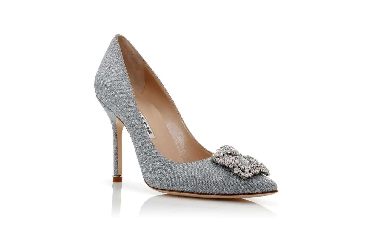 HANGISI GLITTER Silver Glitter Jewel Buckle Pumps